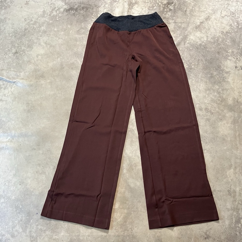 We Wore What Pants Womens Size Medium Cacao Black Low Rise Suiting Twill Rib